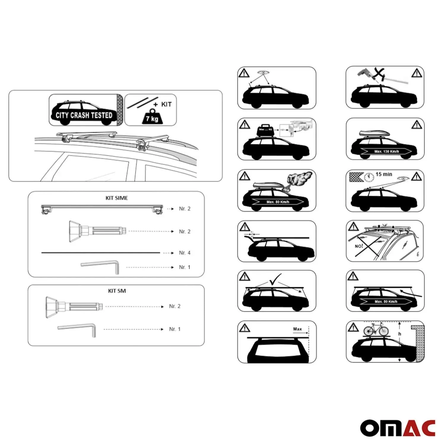 1998-2007 Toyota Land Cruiser Roof Rack Cross Bars Silver