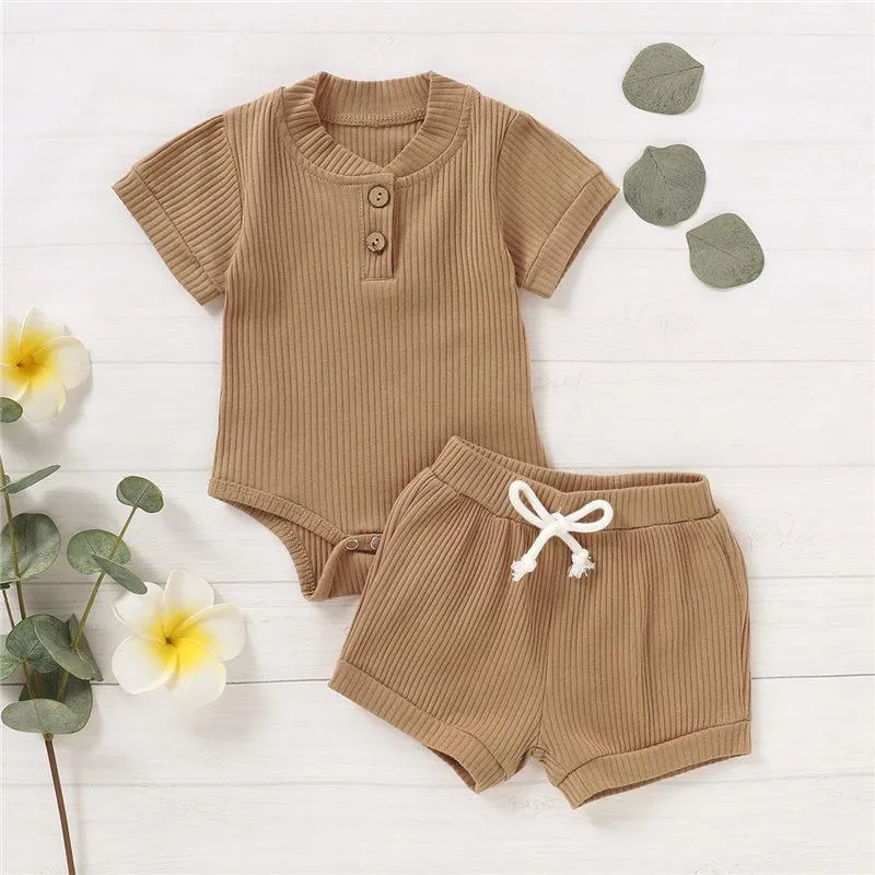 2-piece Solid Knit Bodysuit & Shorts for Baby Wholesale children's clothing