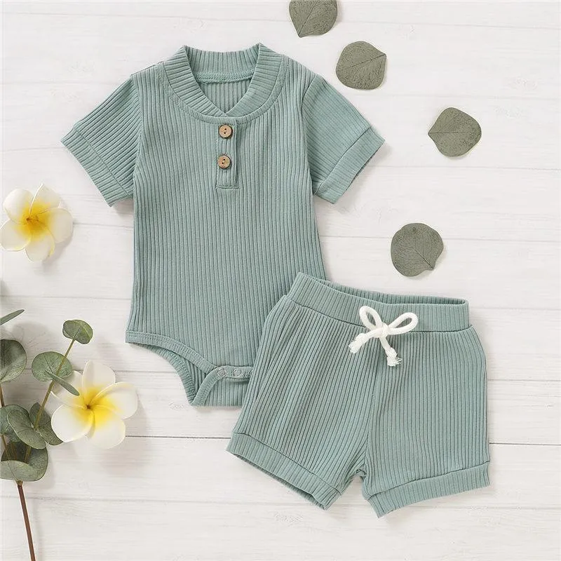 2-piece Solid Knit Bodysuit & Shorts for Baby Wholesale children's clothing