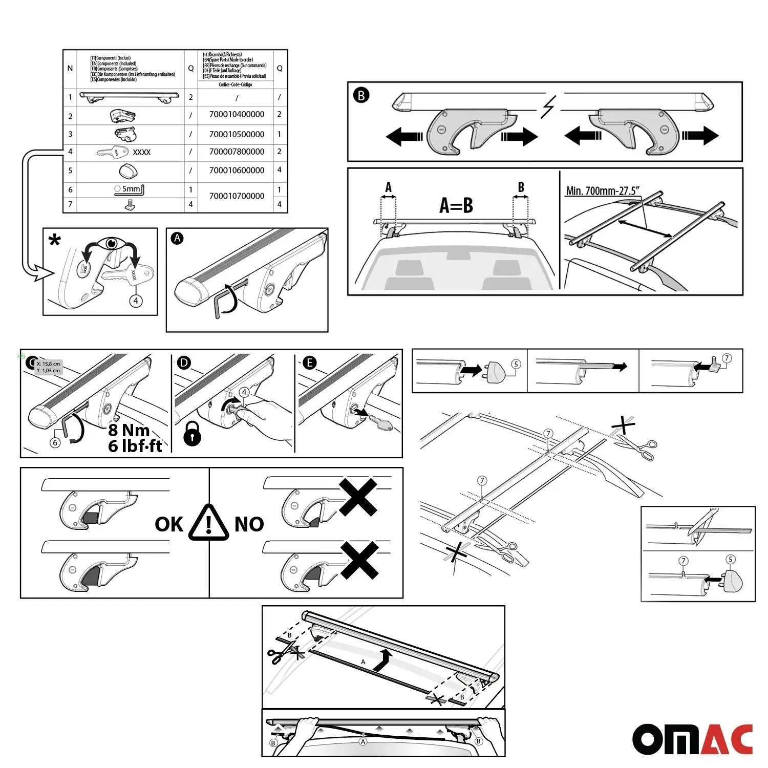 2000-2014 GMC Yukon Roof Rack Cross Bars Silver