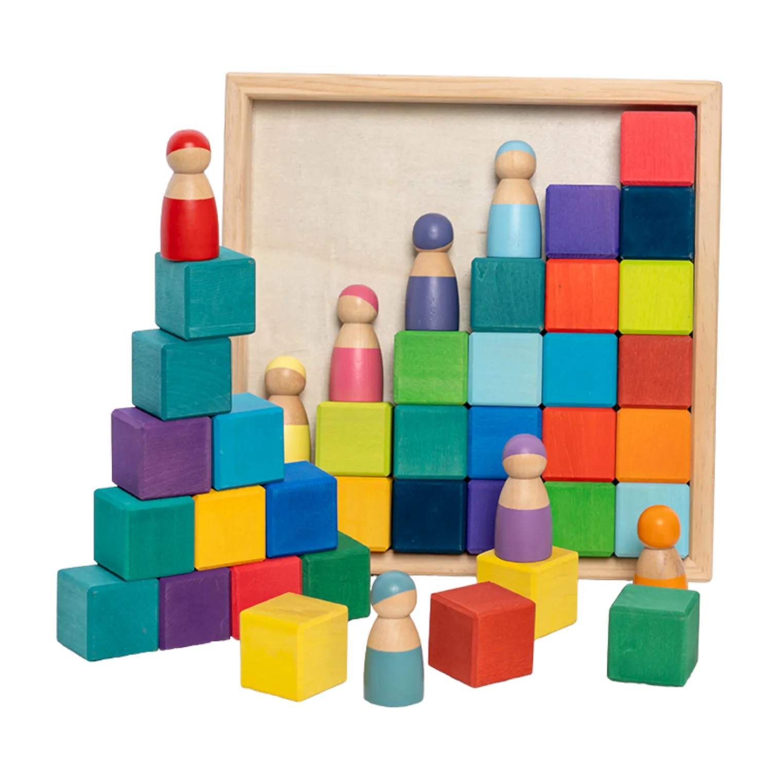 36 Pcs STAINED Rainbow Mosaic Building Blocks in Primary Colors