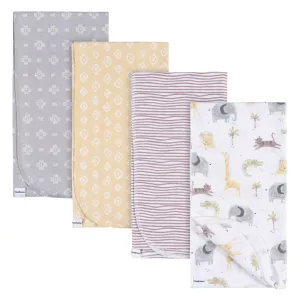 4-Pack Baby Neutral Animal Geo Flannel Blankets