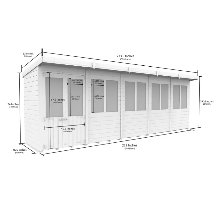 4ft x 20ft Pent Summer House