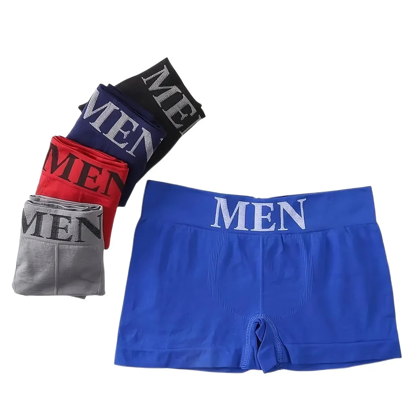 5pcs Men's Plain Color High Stretch Breathable Quick Drying Comfortable Boxer Briefs Underwear