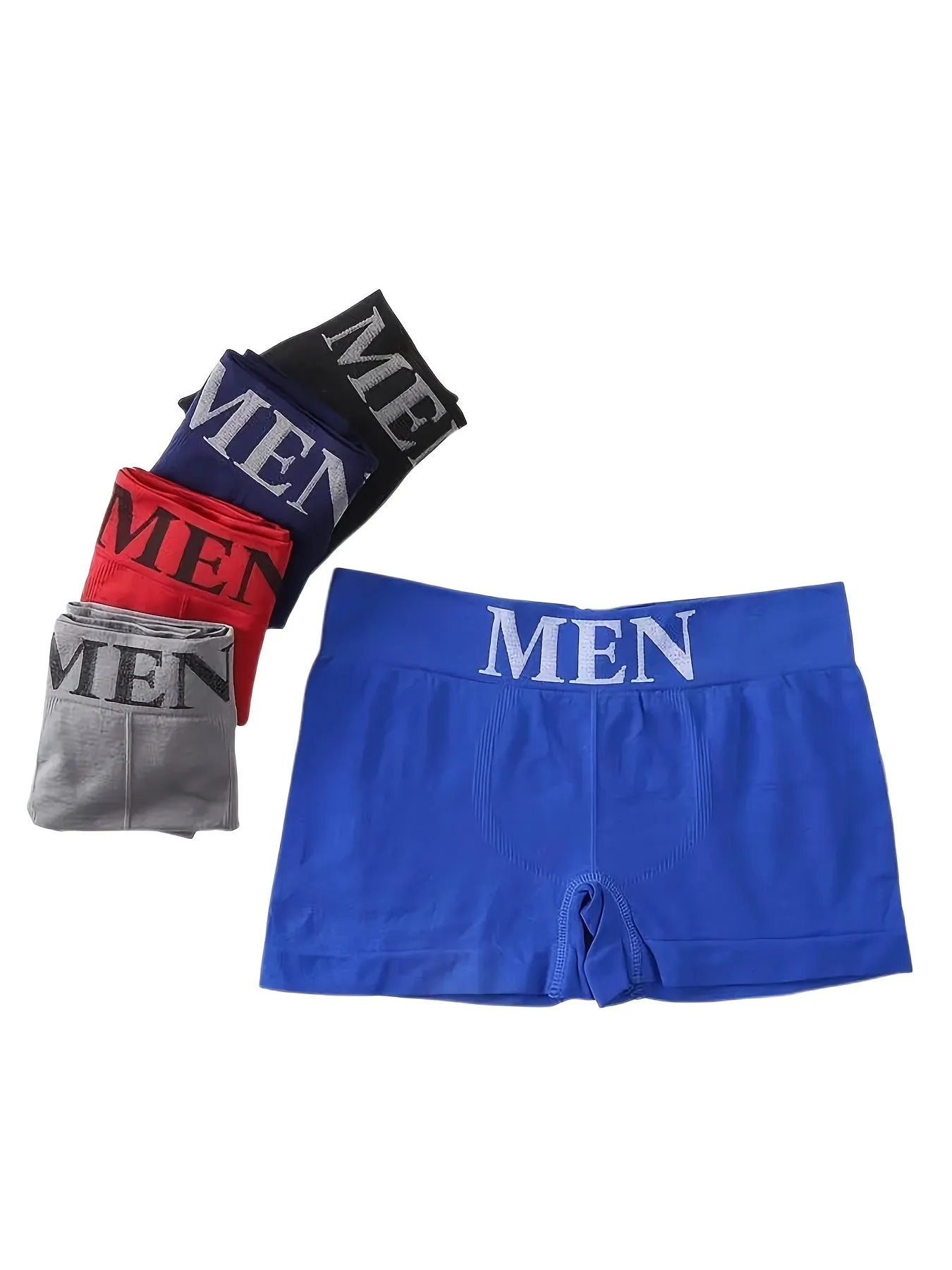 5pcs Men's Plain Color High Stretch Breathable Quick Drying Comfortable Boxer Briefs Underwear