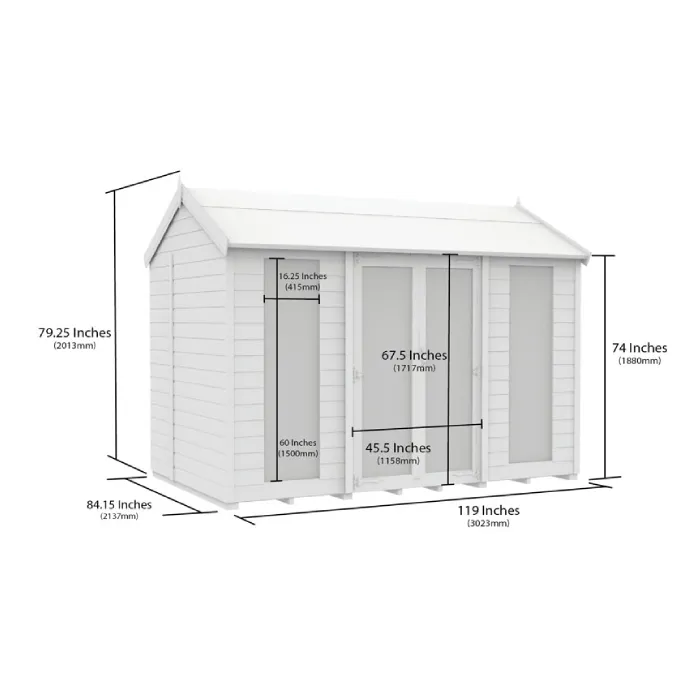 7ft x 10ft Apex Summer House (Full Height Window)