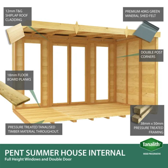 7ft x 10ft Apex Summer House (Full Height Window)