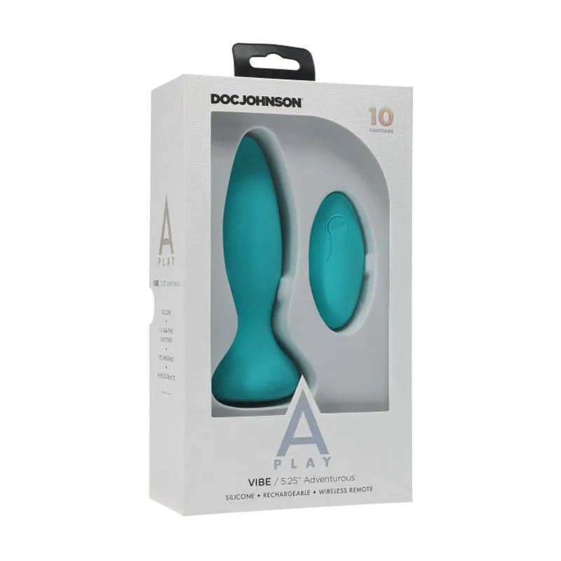 A Play Rechargeable Silicone Adventurous Anal Plug w/Remote - Teal