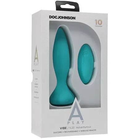 A Play Rechargeable Silicone Adventurous Anal Plug w/Remote - Teal