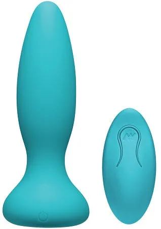 A Play Rechargeable Silicone Adventurous Anal Plug w/Remote - Teal