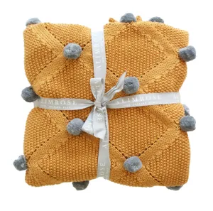 ALIMROSE POM POM BLANKET BUTTERSCOTCH GREY