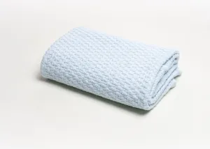 Basket Weave Crib Blanket - Blue