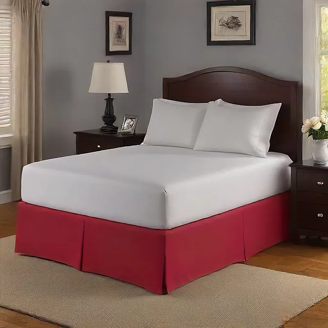 Bed Skirt 30 Inches Drop Solid Red Egyptian Cotton