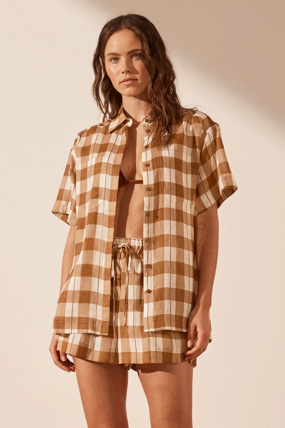 BELLINI LINEN SHORT SLEEVE RELAXED SHIRT