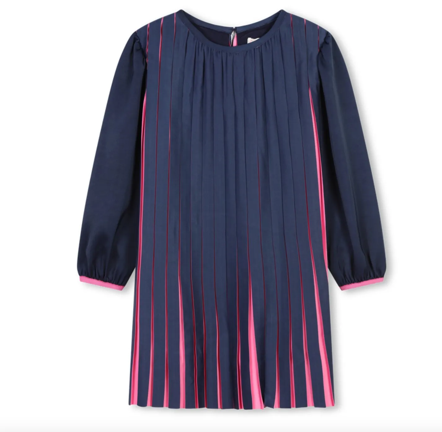 Billieblush Navy and Neon Pink Pleated Dress