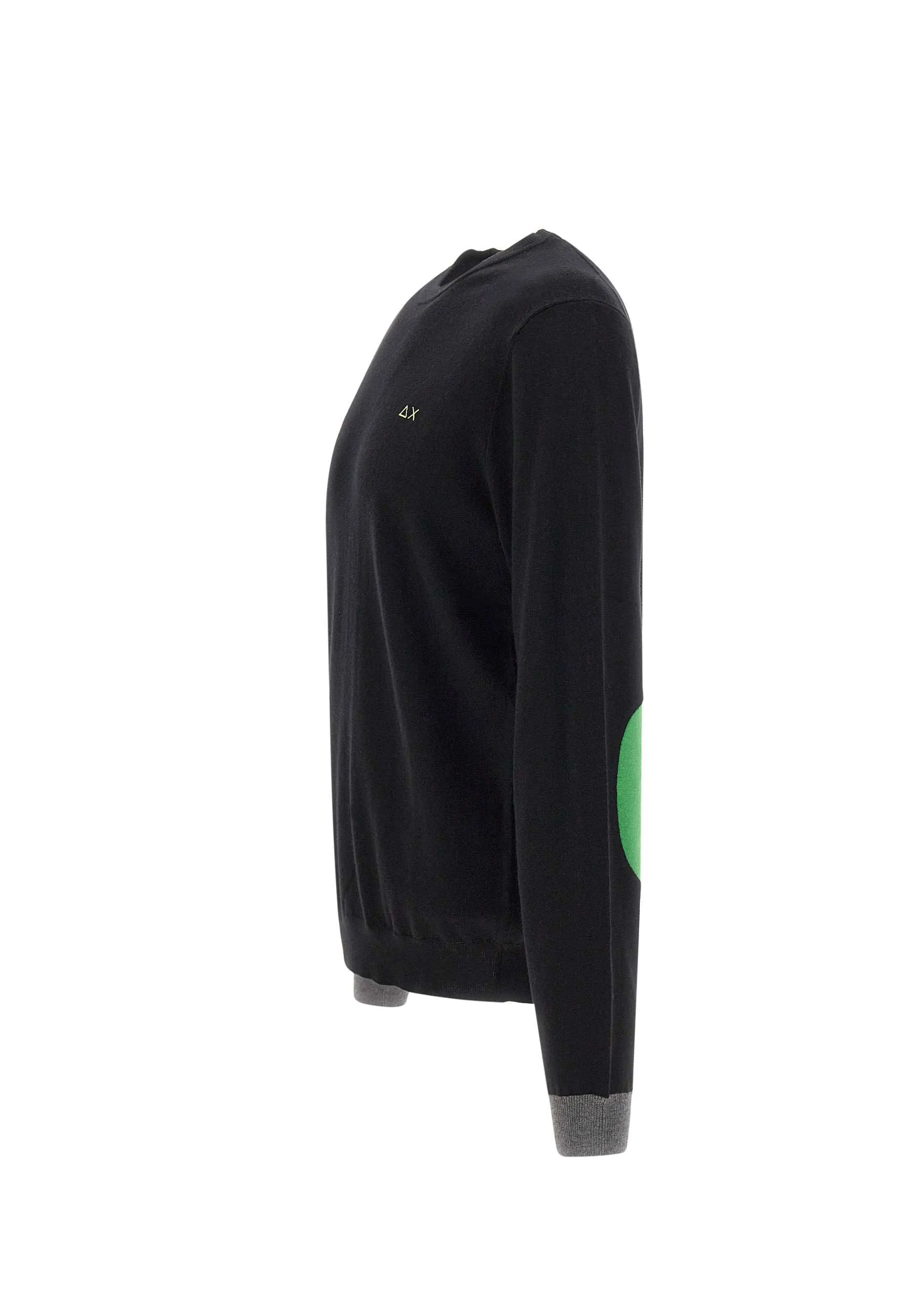 Black Cotton and Wool Sweater for Men