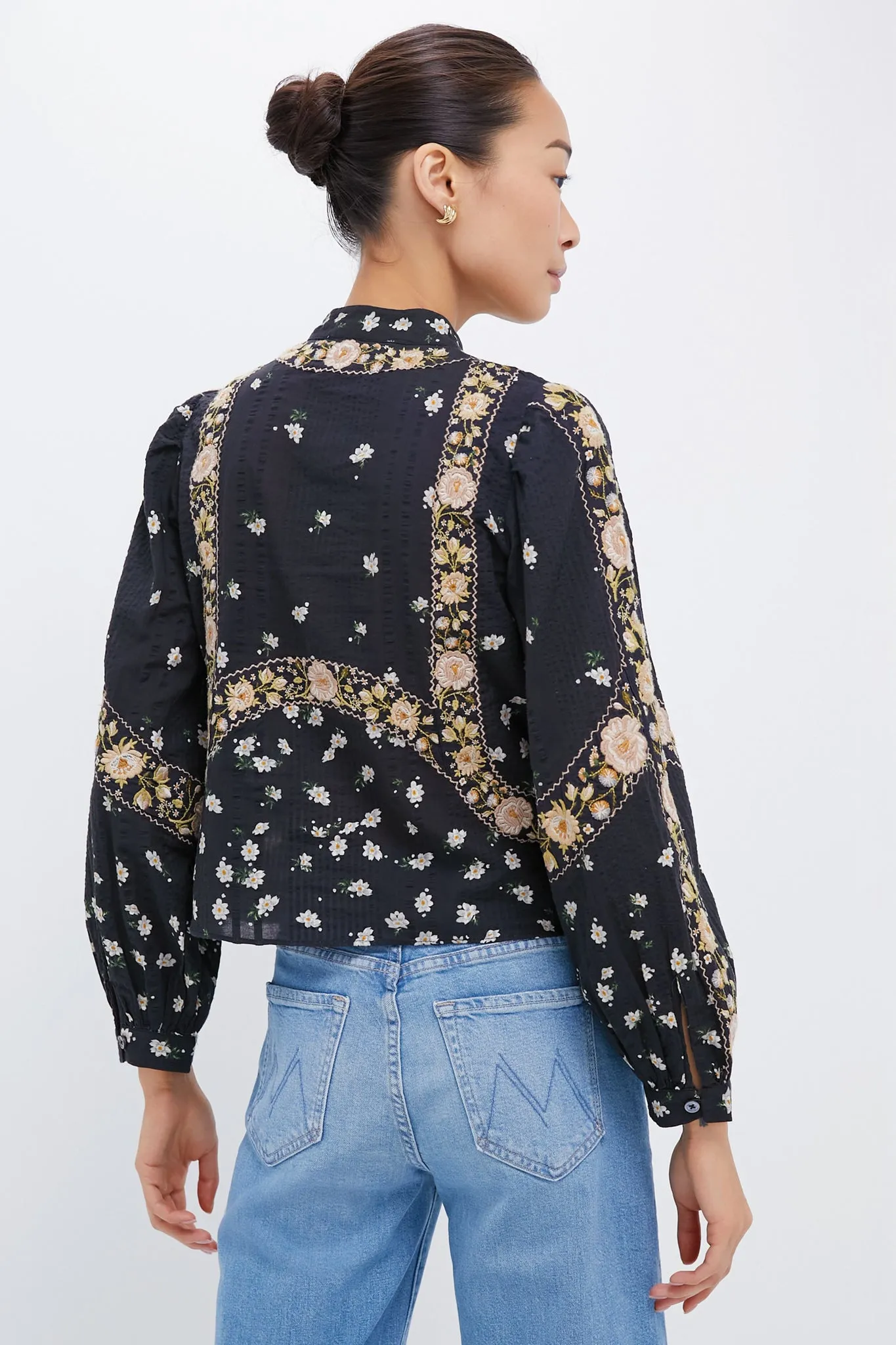 Black Elizabeth Print Long Sleeve Top