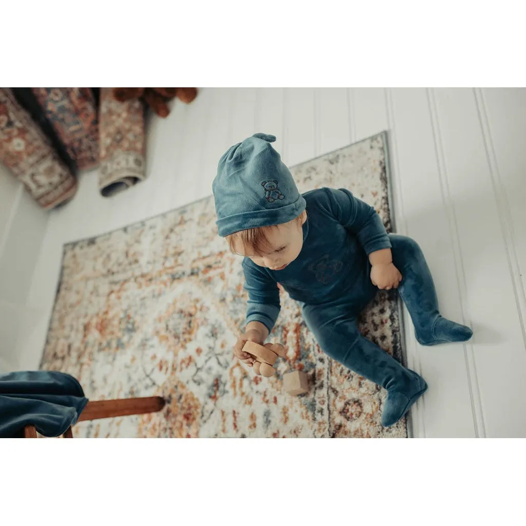 Bondoux Teddy Soft Velour Footie & Bonnet Boys