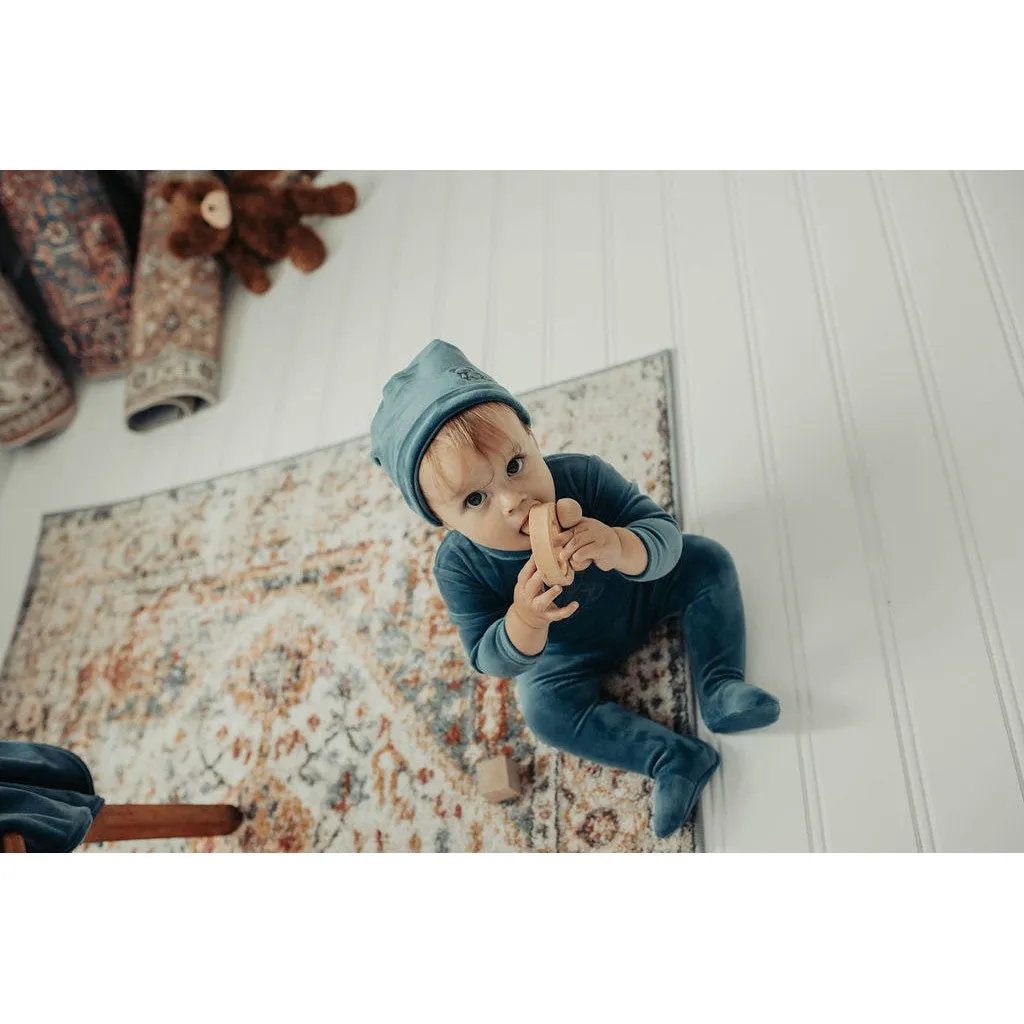 Bondoux Teddy Soft Velour Footie & Bonnet Boys