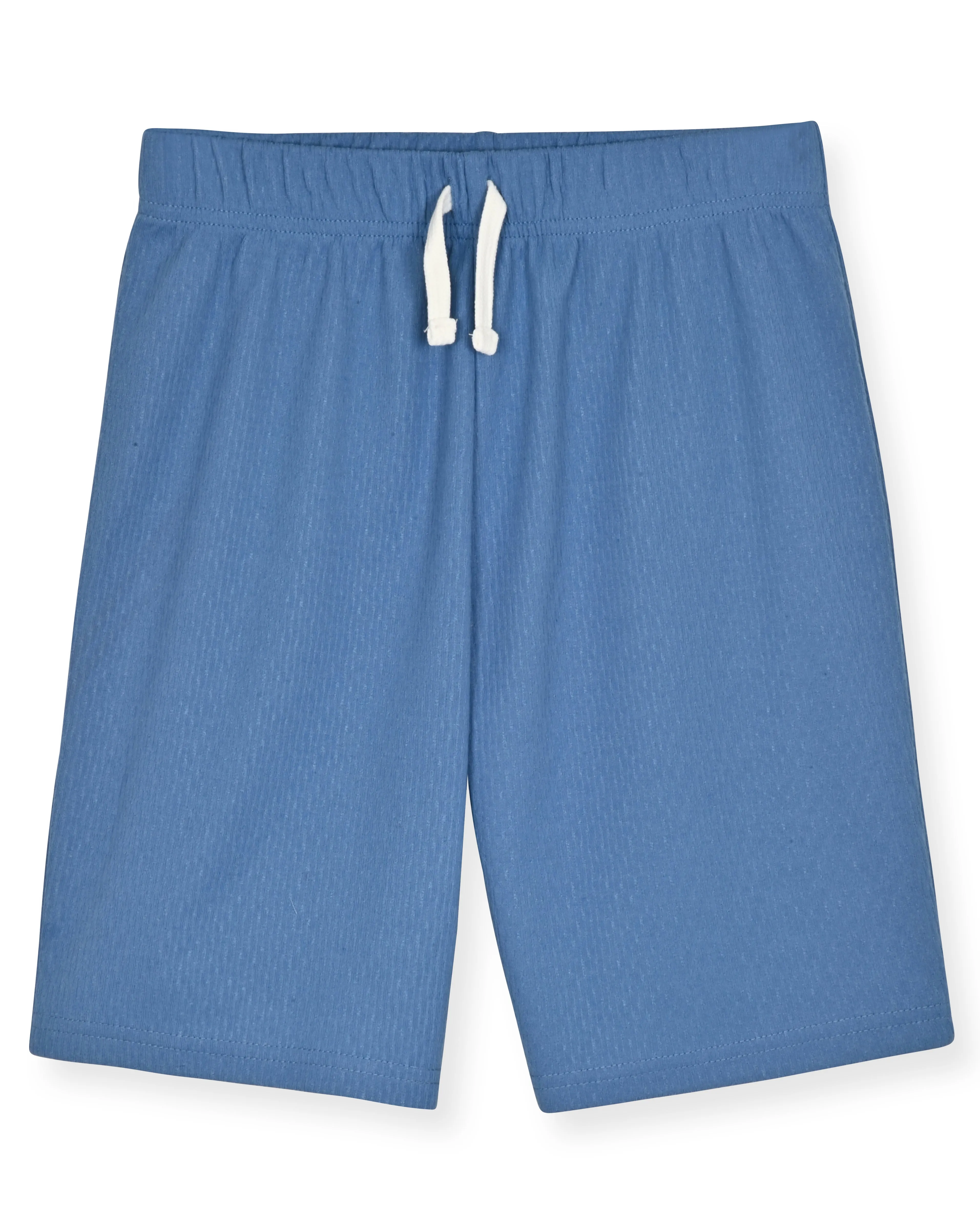 Boys 2-Piece Long-Sleeve Soft Textured Knit Pajama Shorts Set.