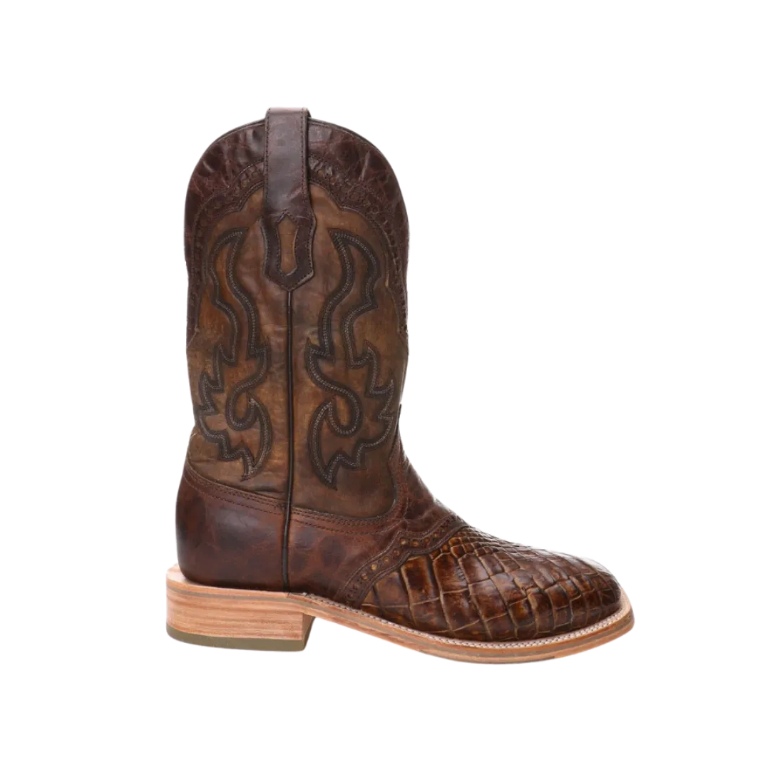 Corral Men's Alligator Overlay Distressed Brown Boots