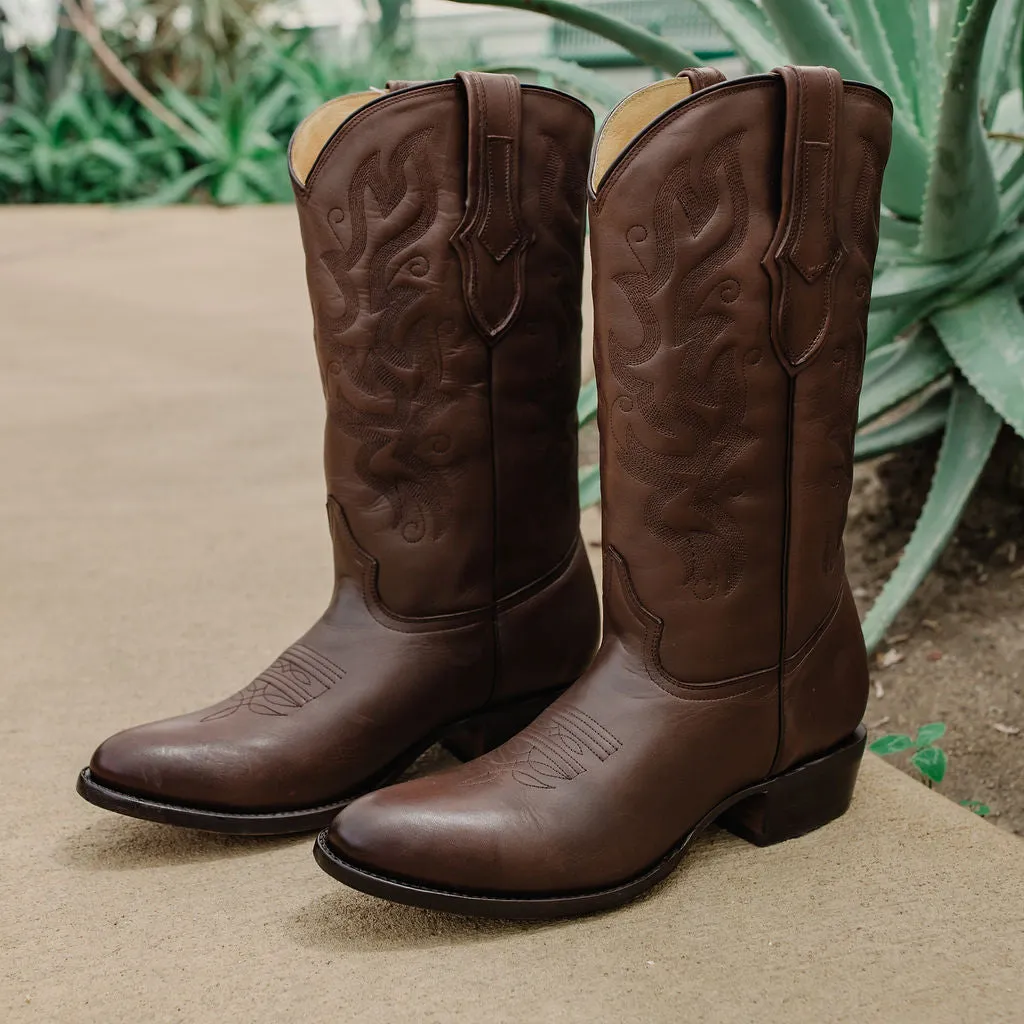 Cowboy Dress Boots | Mens Classic Round-Toe Boots (H7001-Brown)