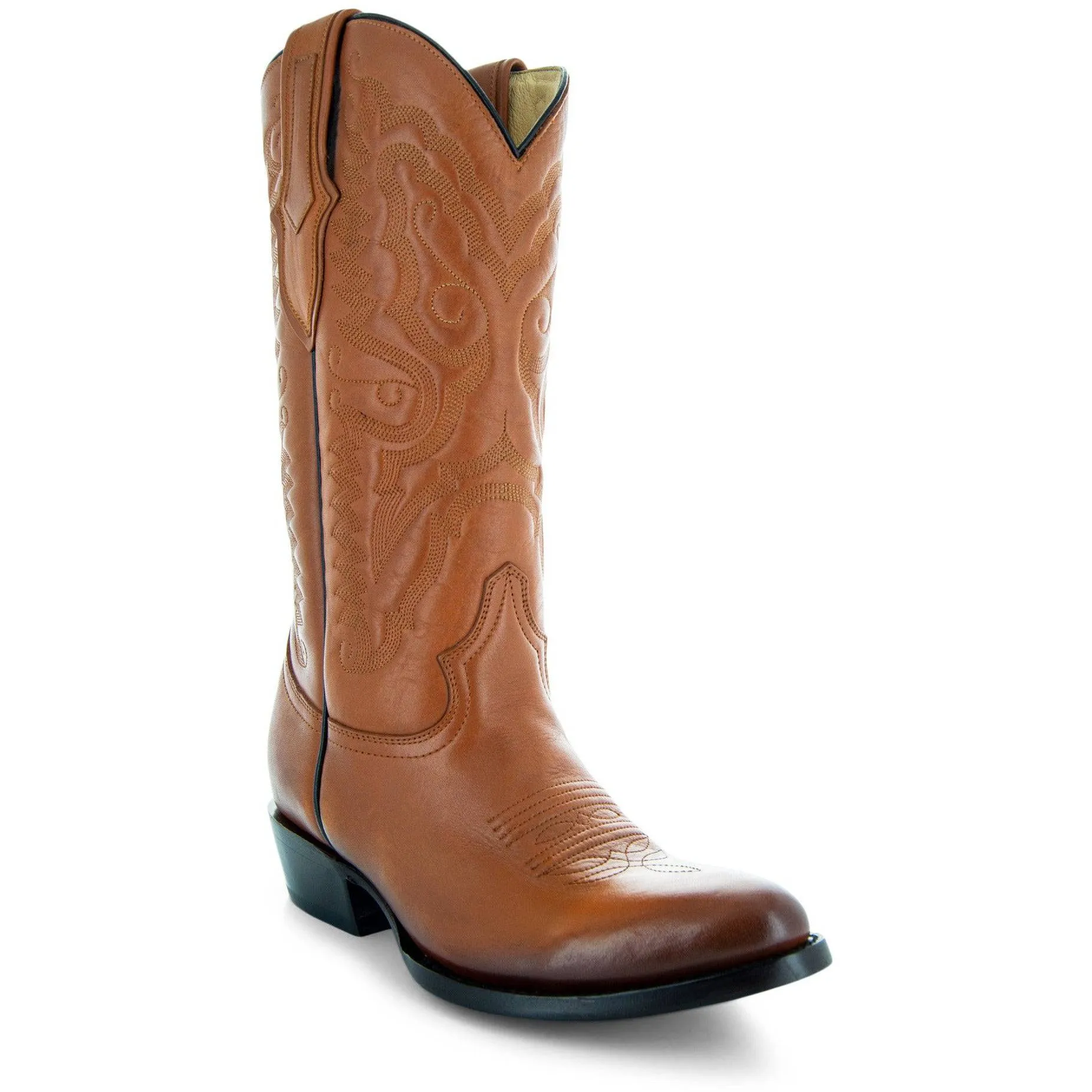 Cowboy Dress Boots | Mens Classic Round-Toe Boots (H7001-Tan)