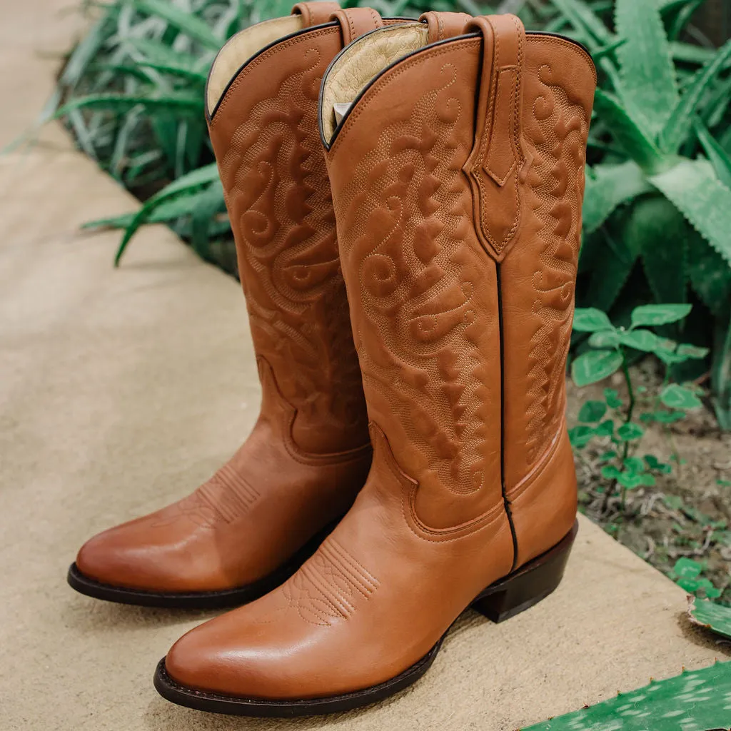 Cowboy Dress Boots | Mens Classic Round-Toe Boots (H7001-Tan)