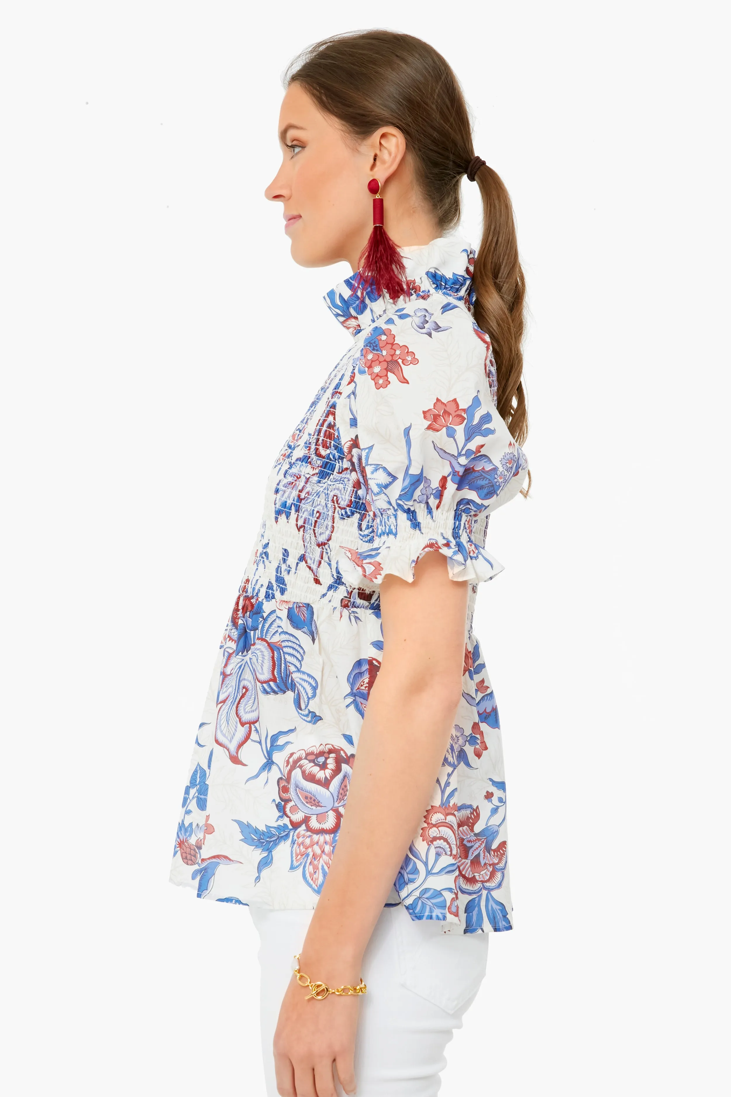 Cream Heirloom Floral Short Sleeve Rowen Blouse