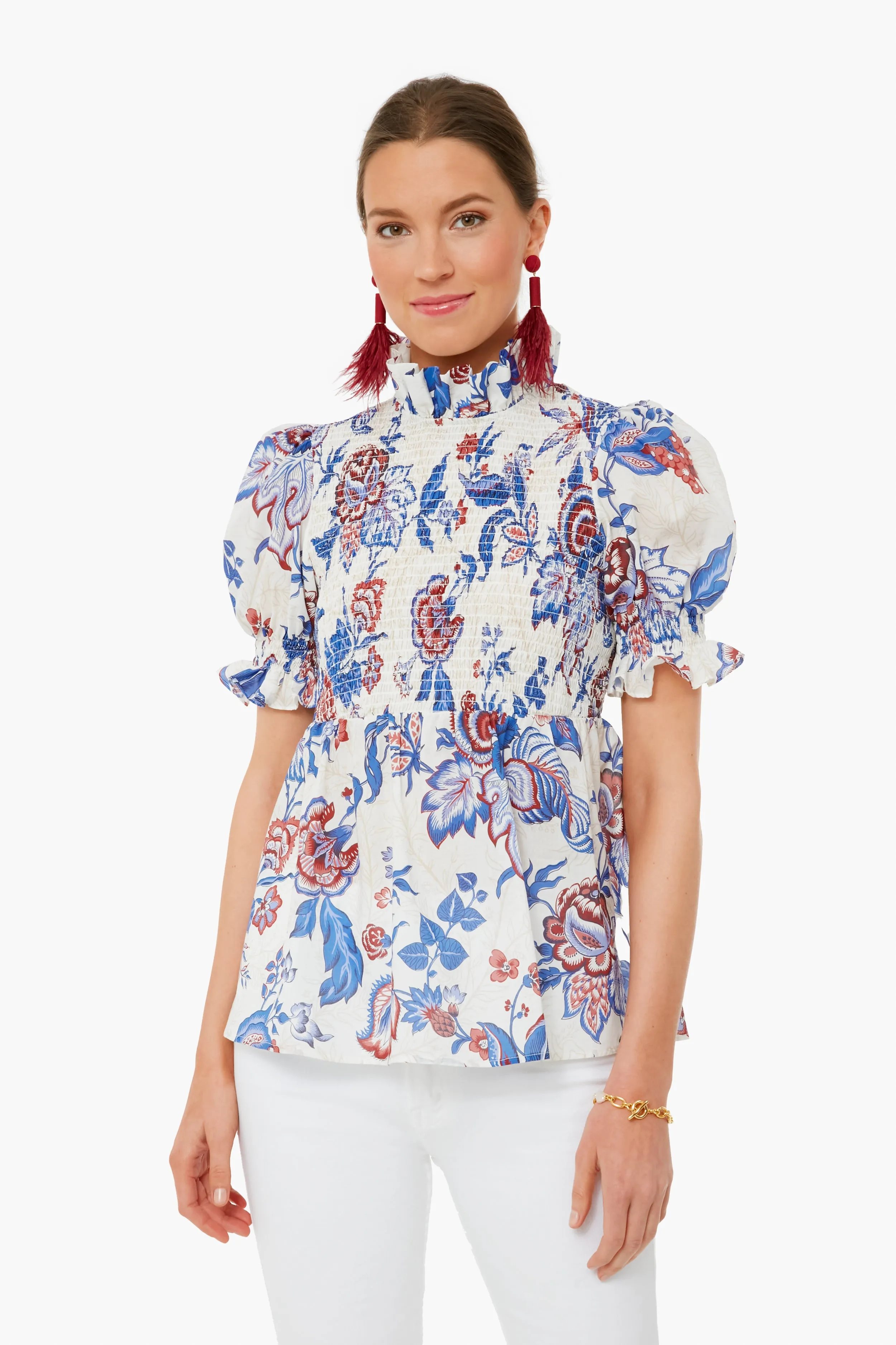 Cream Heirloom Floral Short Sleeve Rowen Blouse