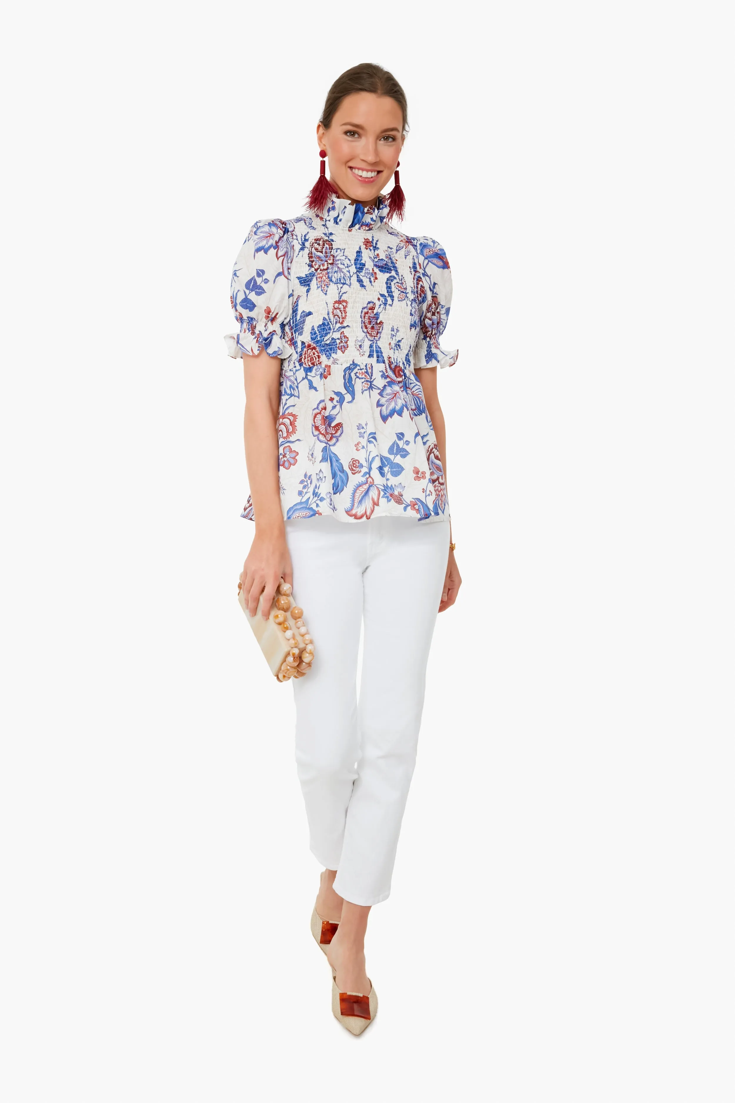 Cream Heirloom Floral Short Sleeve Rowen Blouse