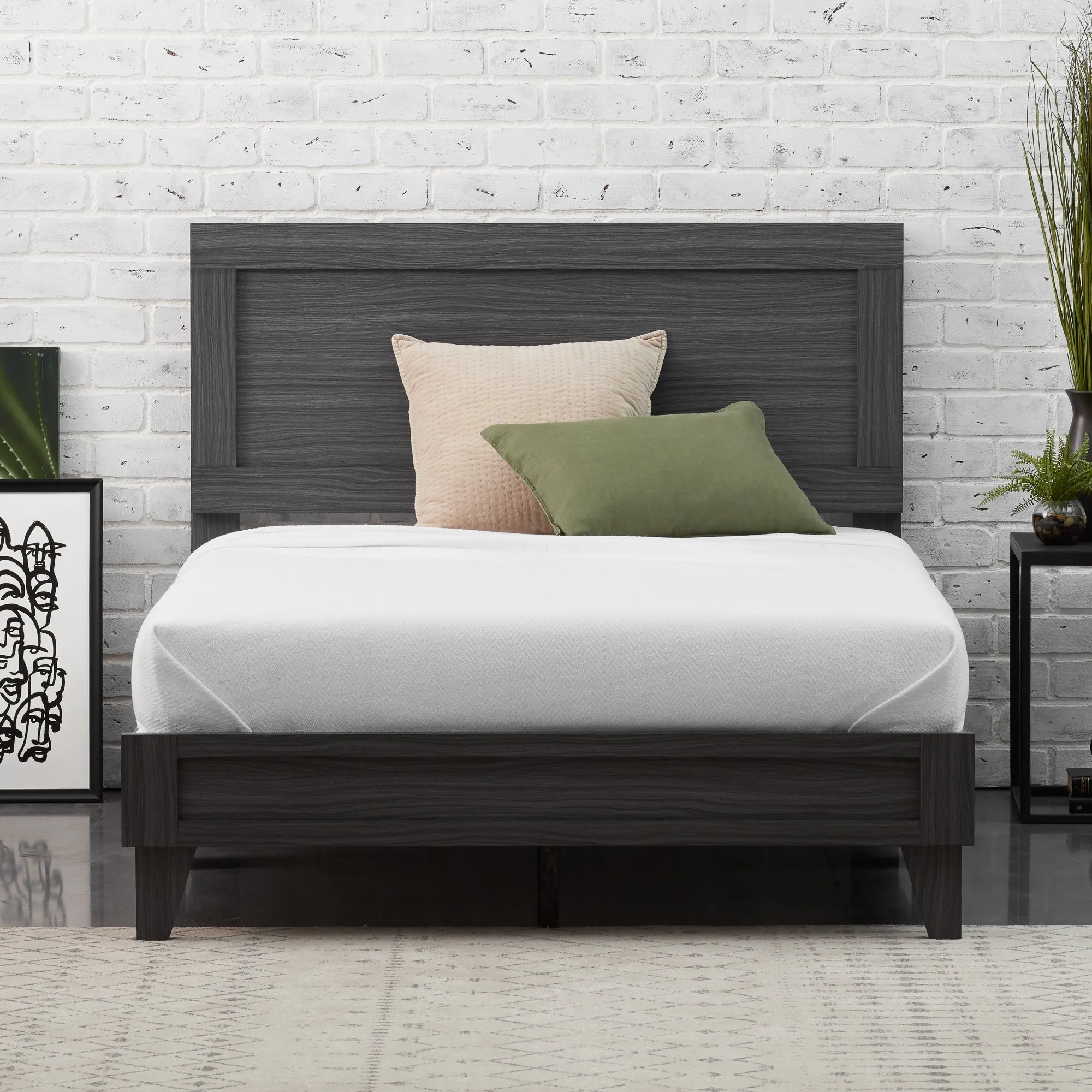 Delta Wood Platform Bed Frame with Headboard