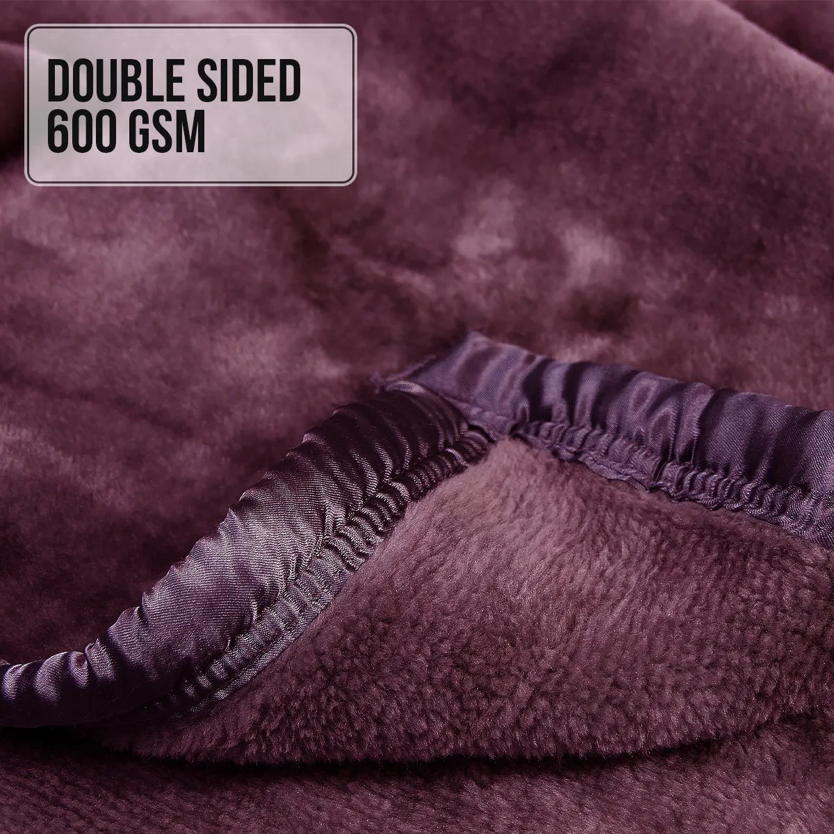 Double-Sided Faux Mink Purple Queen Blanket 600GSM Laura Hill