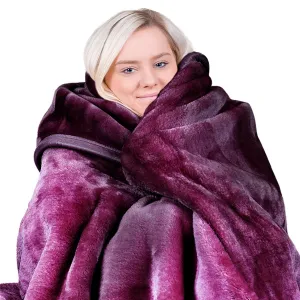 Double-Sided Faux Mink Purple Queen Blanket 600GSM Laura Hill