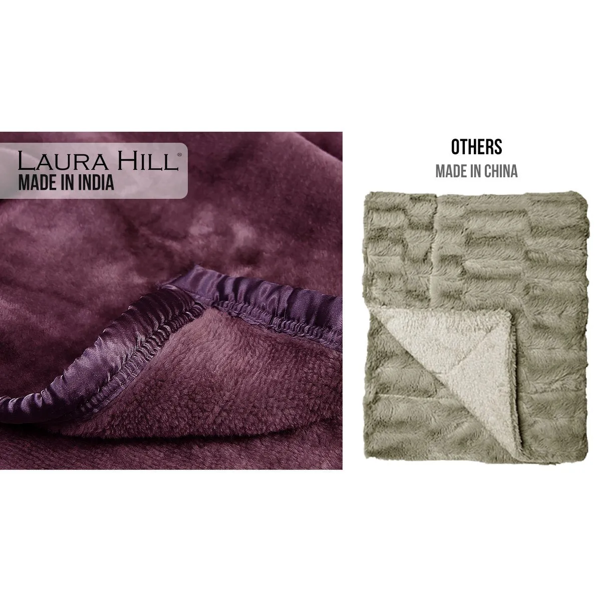 Double-Sided Faux Mink Purple Queen Blanket 600GSM Laura Hill