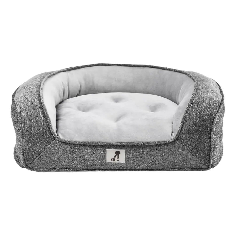 Duke Luxury High Density Foam Sofa Dog Bed Grey Large