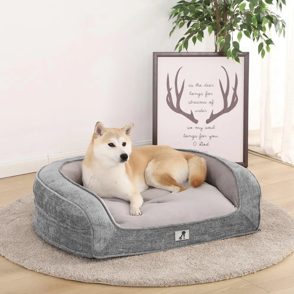 Duke Luxury High Density Foam Sofa Dog Bed Grey Large