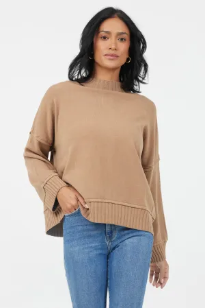 Florenza Turtle Neck Rib Detail Knit Sweater