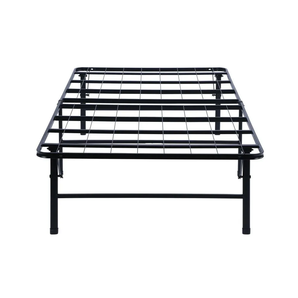 Folding Bed Frame Queen, Heavy Gauge Steel Metal, Underbed Space, Black By Casagear Home