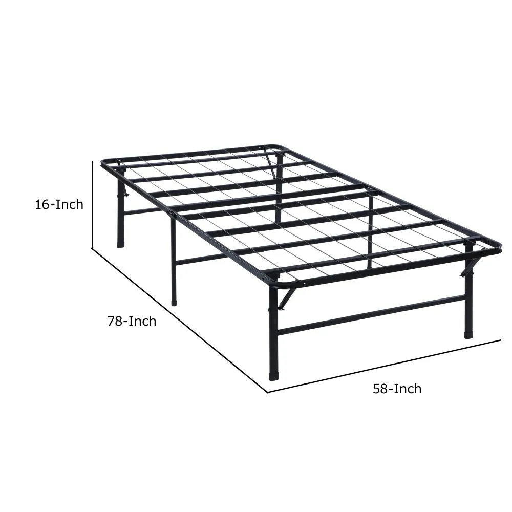 Folding Bed Frame Queen, Heavy Gauge Steel Metal, Underbed Space, Black By Casagear Home