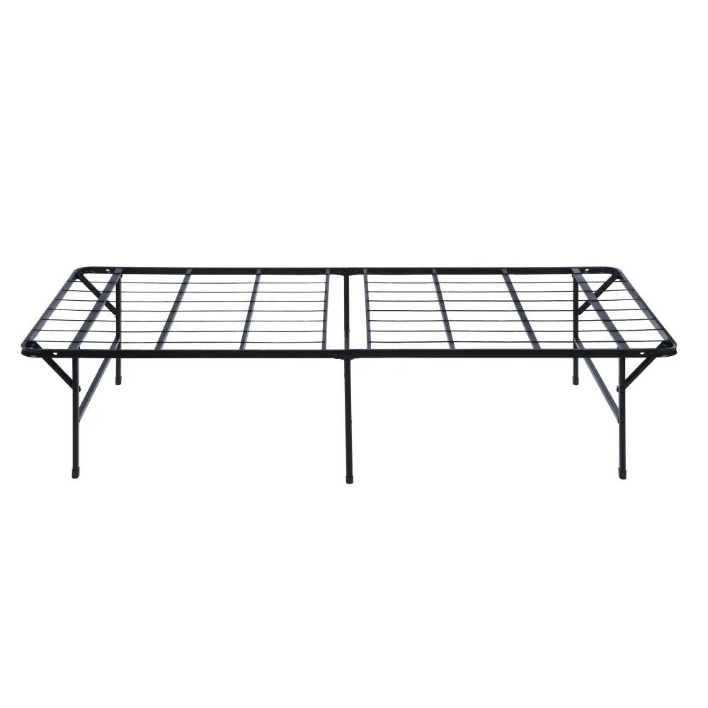 Folding Bed Frame Queen, Heavy Gauge Steel Metal, Underbed Space, Black By Casagear Home