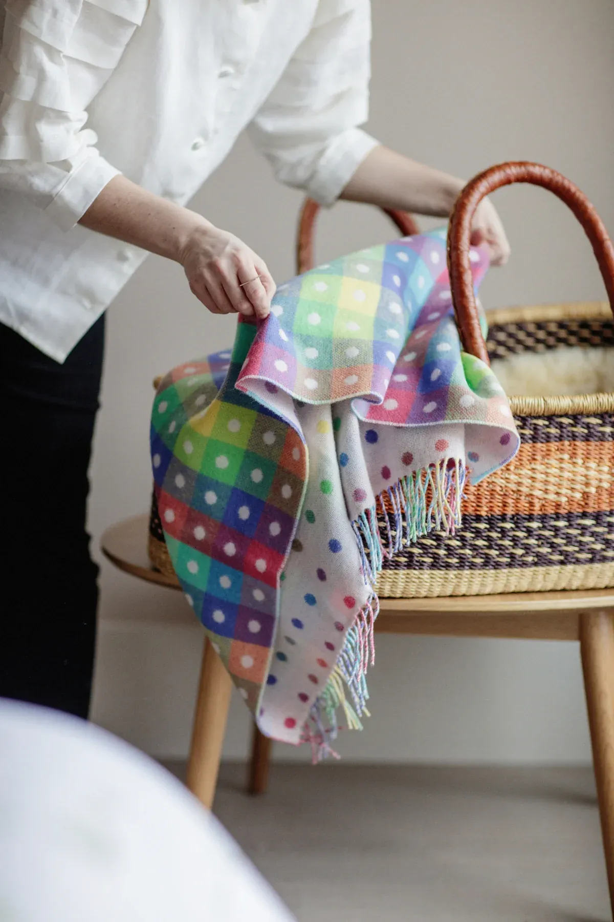 Foxford Rainbow Spot Lambswool Baby Blanket