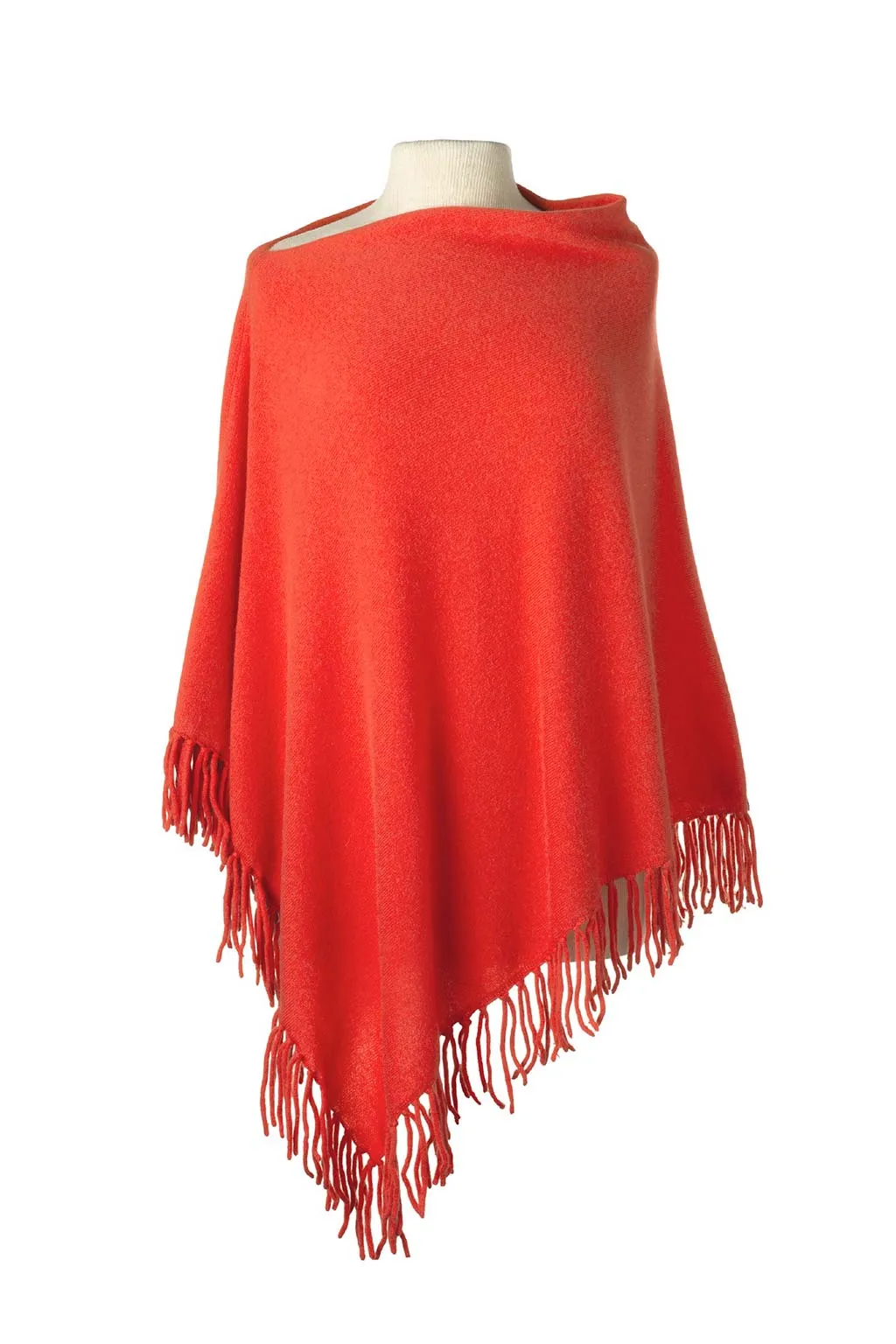 Fringed Poncho - Papaya