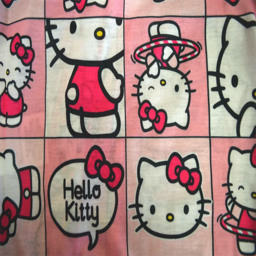 Hello Kitty Pink Blocks Notch Collar Girls Shortie Pajamas