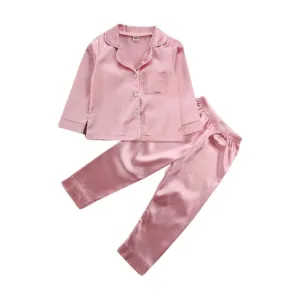 Kids Baby Satin Pyjamas - Baby Pink