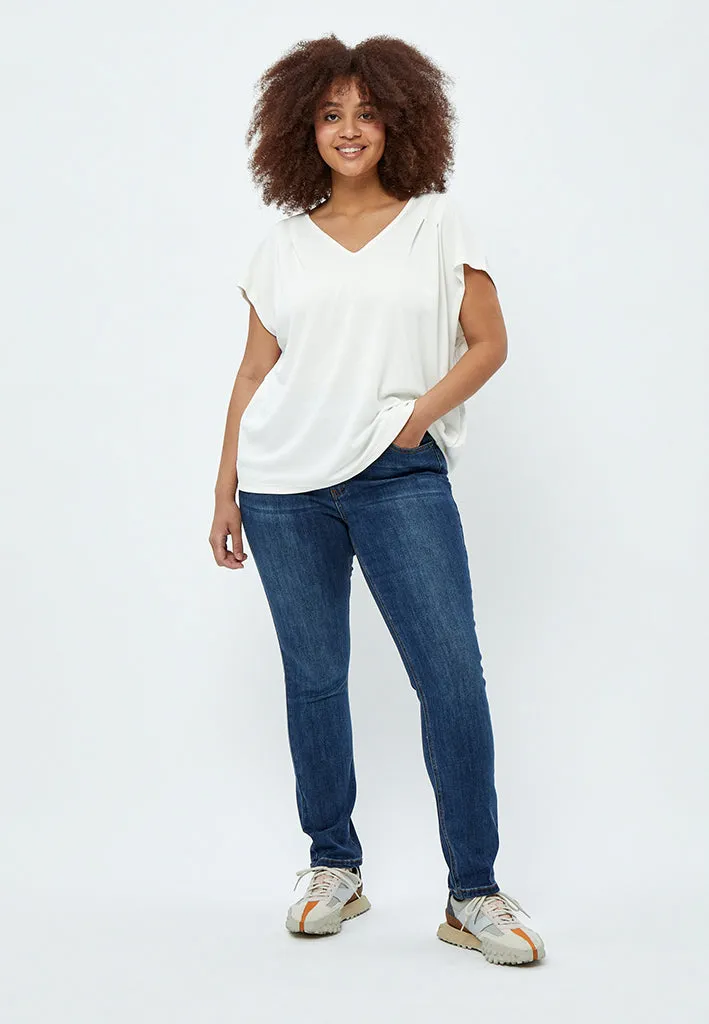 Lana V-Neck Cap Sleeve T-Shirt Curve - Sandshell