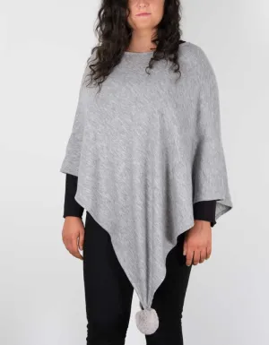 Light Grey Pom Pom Poncho