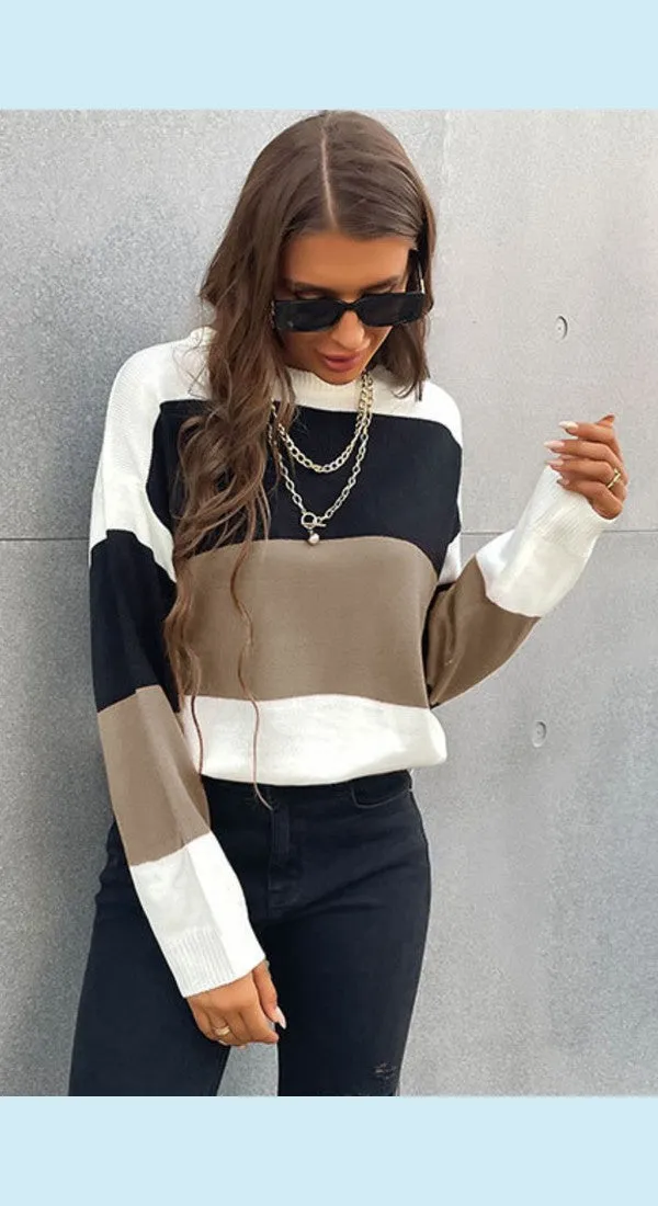 Longing For Fall Stylish Color Block Sweater