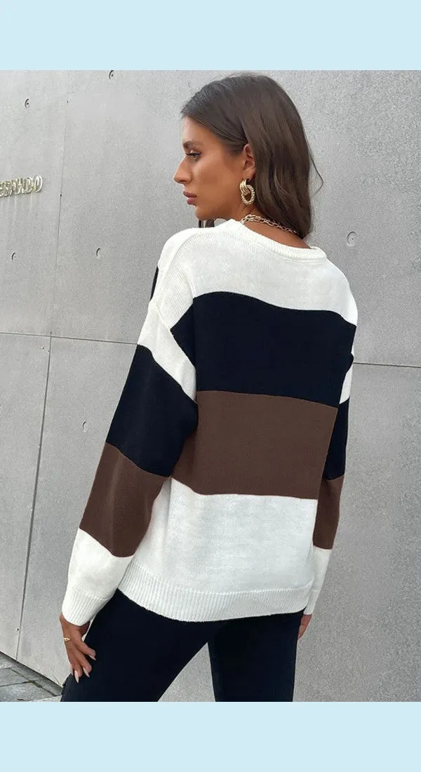 Longing For Fall Stylish Color Block Sweater