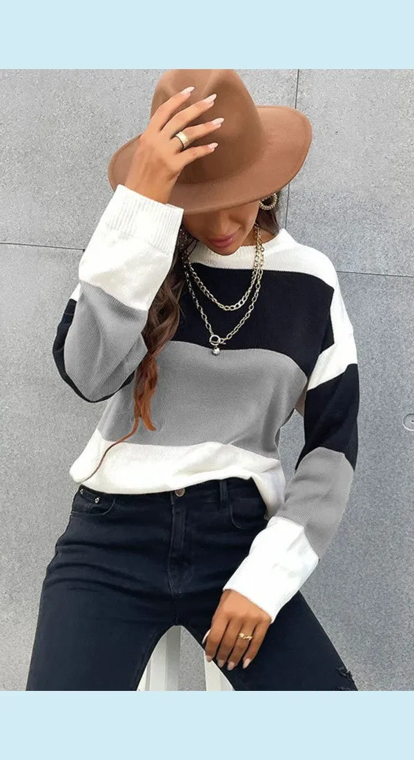 Longing For Fall Stylish Color Block Sweater